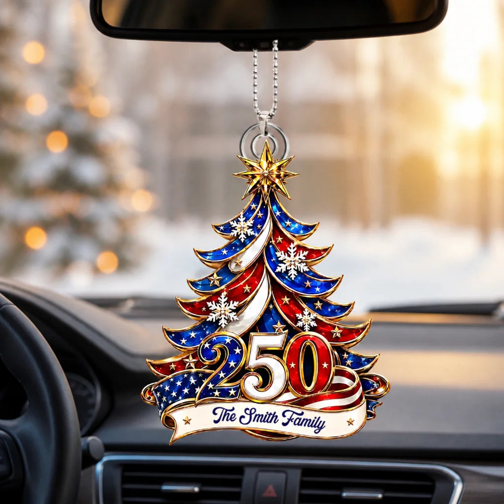 Custom Acrylic Car Ornament - Personalized America 250 Christmas Gifts For Families - Celebrate 250 Years Of Freedom