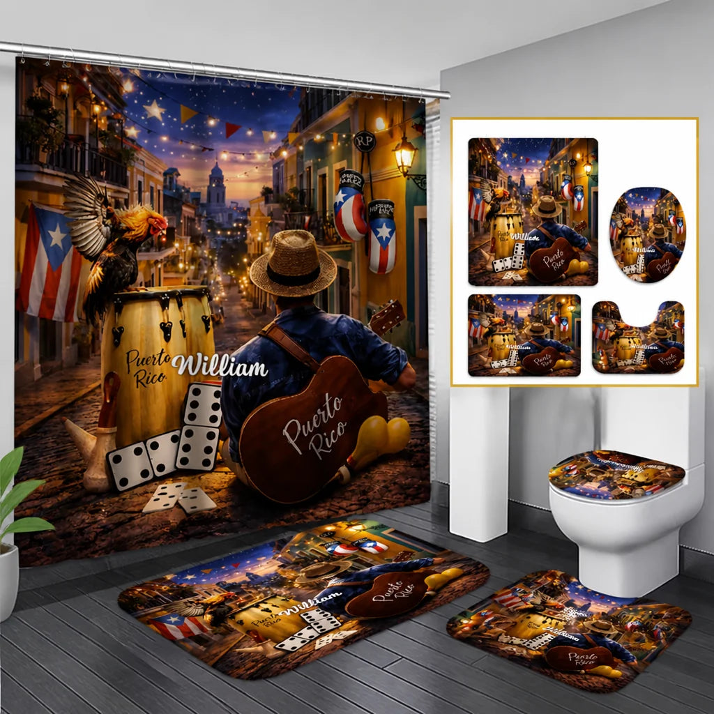 Custom Bathroom Set - Personalized Puerto Rico Bathroom Decor - Puerto Rican Pride Forever