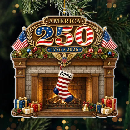 Custom Acrylic Ornament - Personalized America 250th Anniversary Christmas Gifts For Mom, Dad, Brother, Sister - Festive Patriotic Vibes
