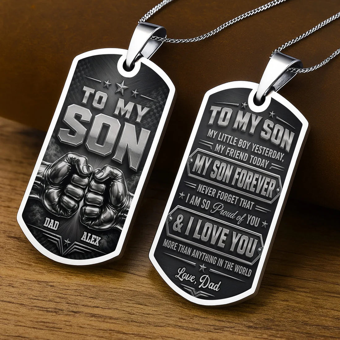 Custom To My Son Necklace - Personalized Dog Tag Gifts For Son - Proud Of You Always