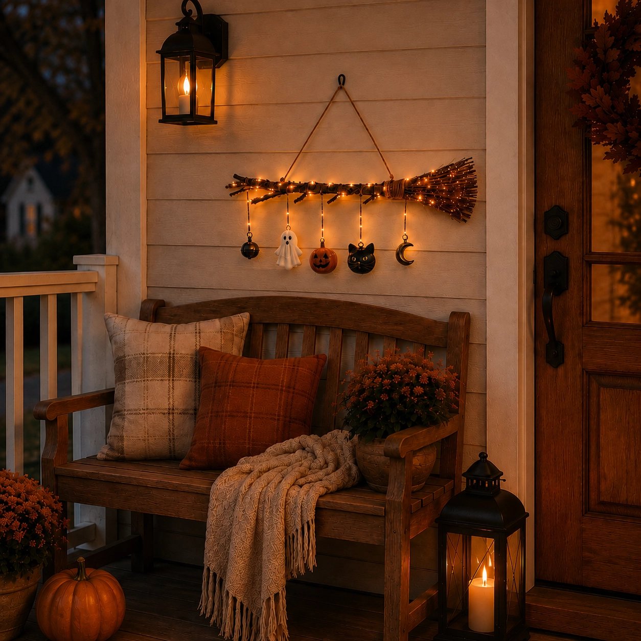 🔥 Limited-Time 50% OFF + Free Shipping 🍂 Lighted Fall Broom Wall Hanging – Cozy Halloween & Autumn Decor