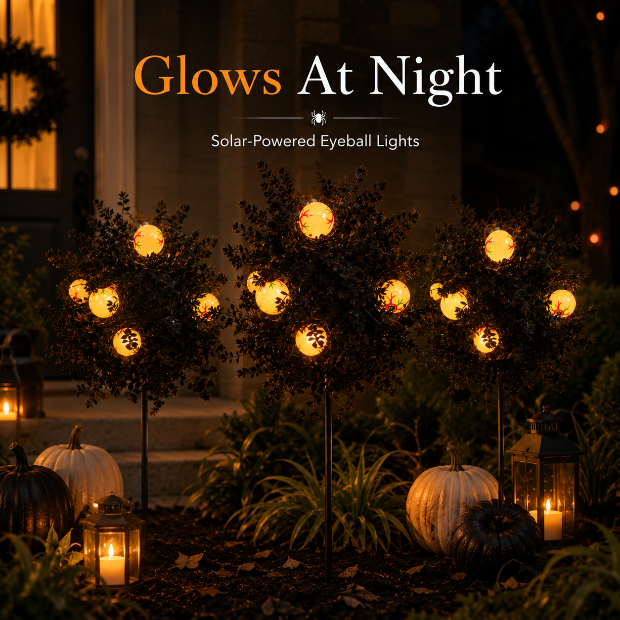 👁️Spooky Eyeball Topiary Stakes – Halloween Porch & Pathway Decor