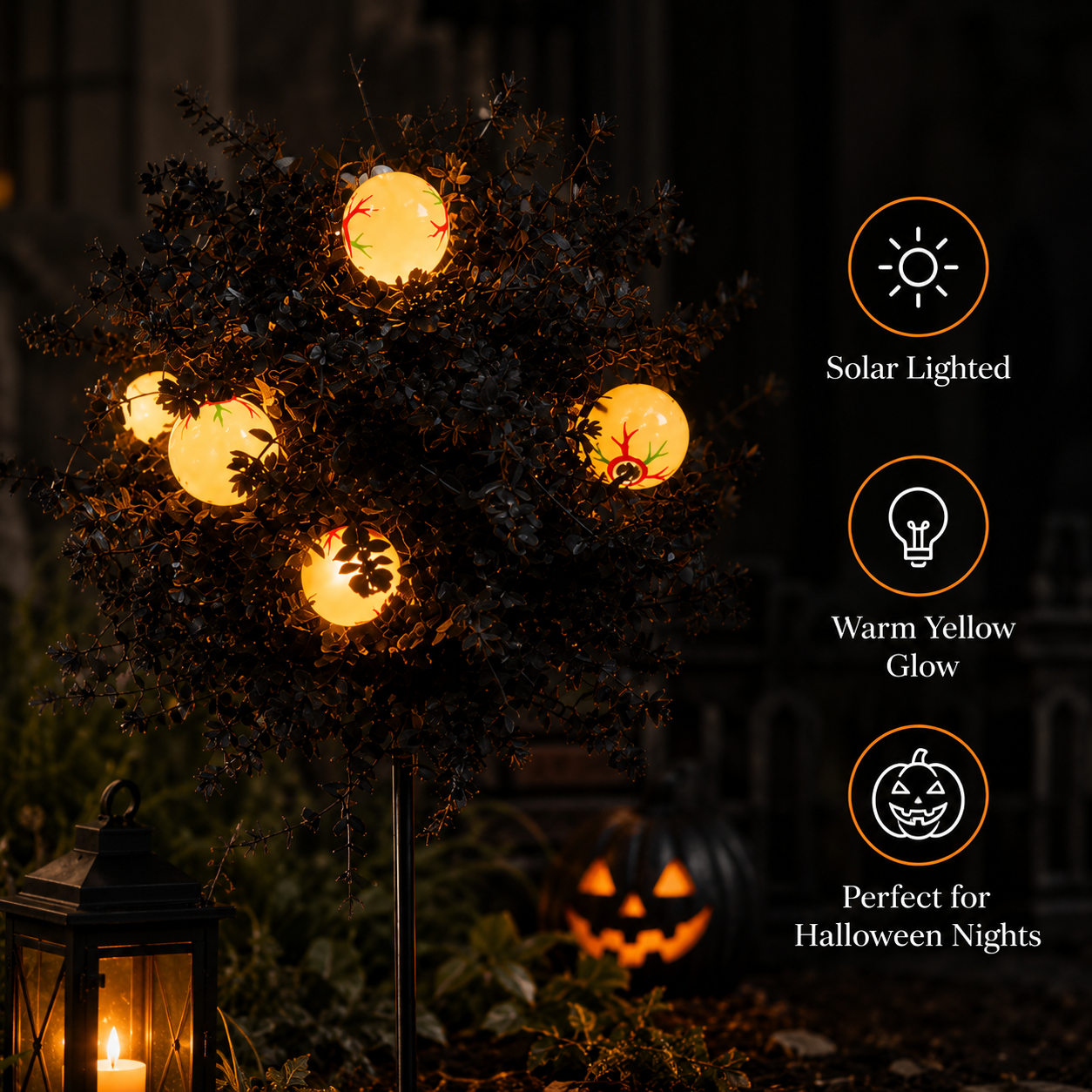 👁️Spooky Eyeball Topiary Stakes – Halloween Porch & Pathway Decor