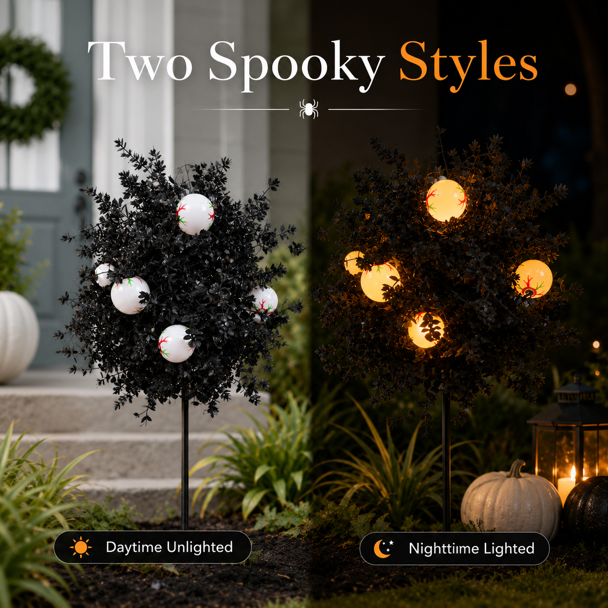👁️Spooky Eyeball Topiary Stakes – Halloween Porch & Pathway Decor