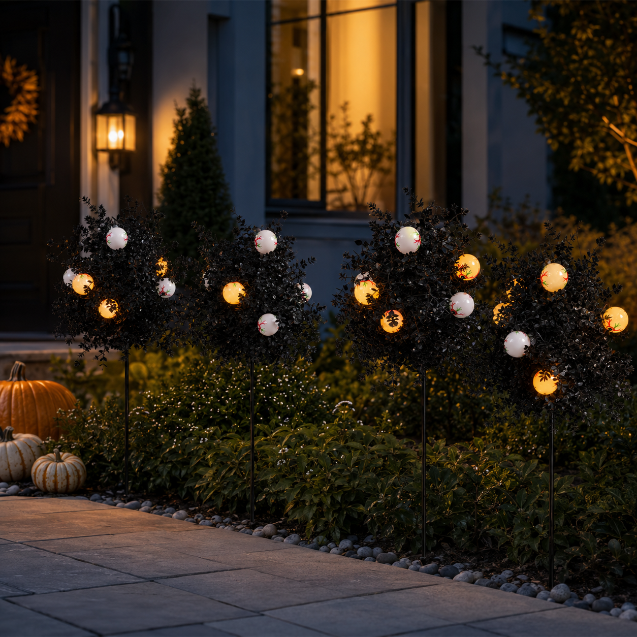 👁️Spooky Eyeball Topiary Stakes – Halloween Porch & Pathway Decor