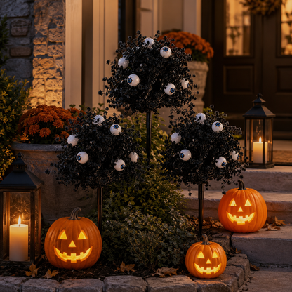 👁️Spooky Eyeball Topiary Stakes – Halloween Porch & Pathway Decor