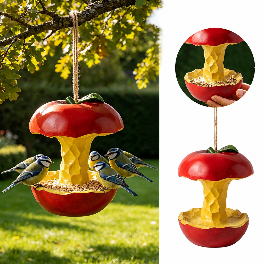 Fruit Shaped Hanging Bird Feeder - Decorative Wild Bird Feeder for Garden, Patio & Backyard