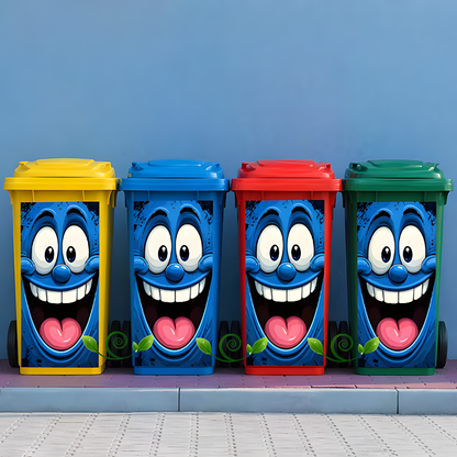 Funny Face Trash Can Sticker - Self-Adhesive Kitchen Bin Decal For Home Decor