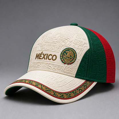 Mexico Football Lover Art Printed Hat - Aztec Eagle Pattern Unisex Baseball Cap