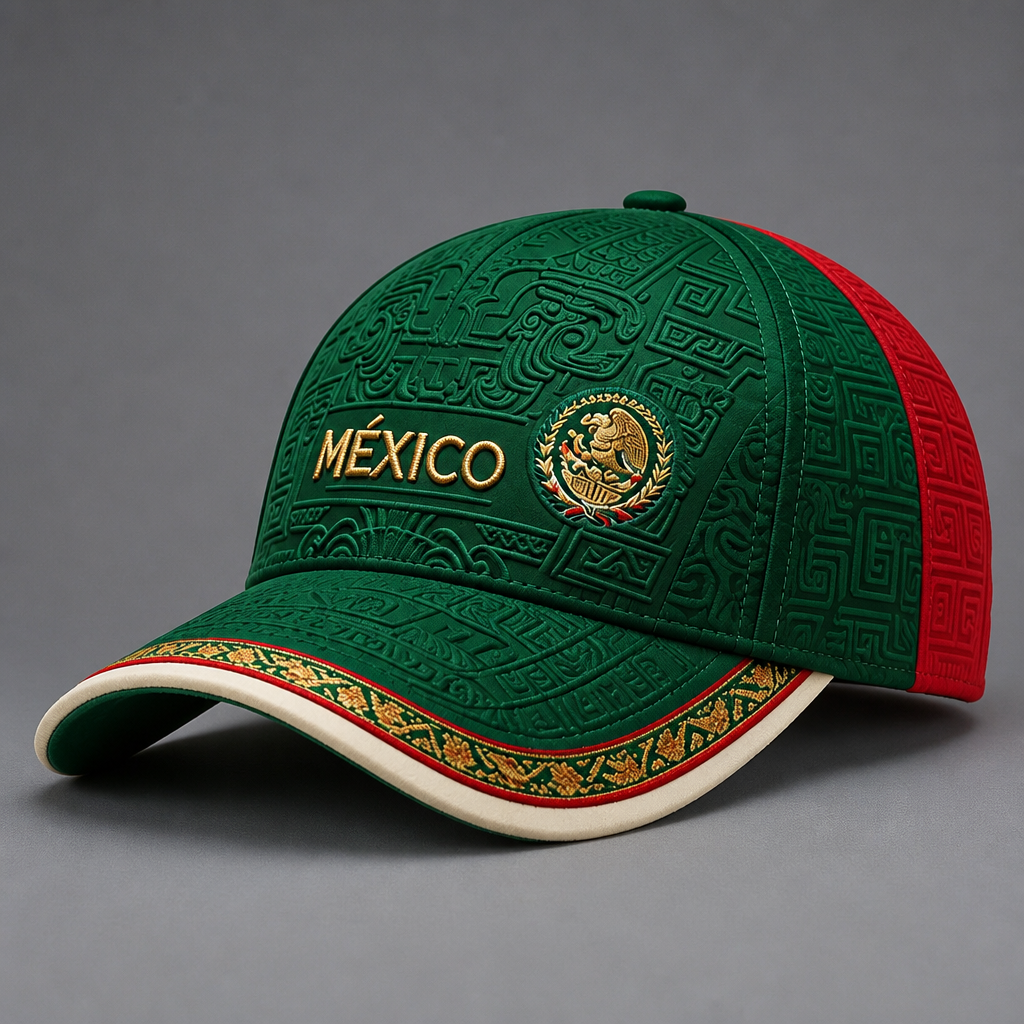 Mexico Football Lover Art Printed Hat - Aztec Eagle Pattern Unisex Baseball Cap