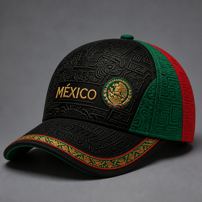 Mexico Football Lover Art Printed Hat - Aztec Eagle Pattern Unisex Baseball Cap