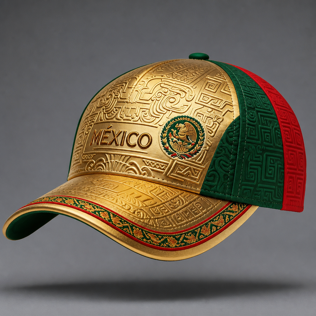 Mexico Football Lover Art Printed Hat - Aztec Eagle Pattern Unisex Baseball Cap