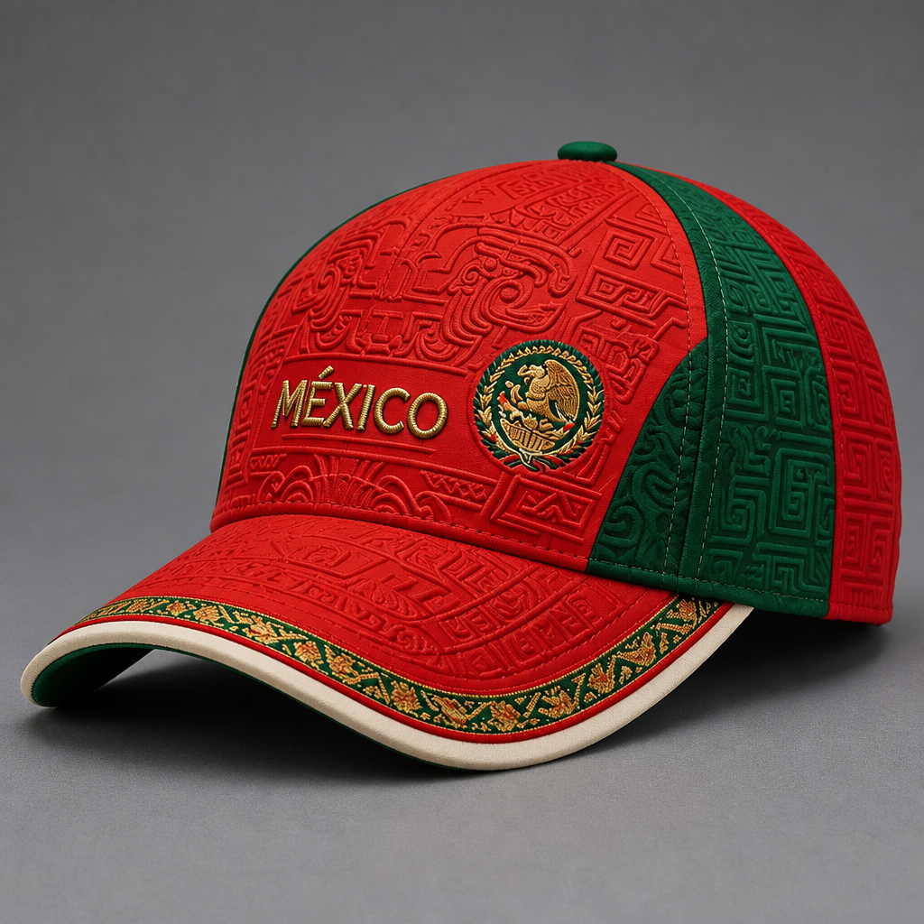 Mexico Football Lover Art Printed Hat - Aztec Eagle Pattern Unisex Baseball Cap