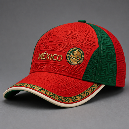 Mexico Football Lover Art Printed Hat - Aztec Eagle Pattern Unisex Baseball Cap