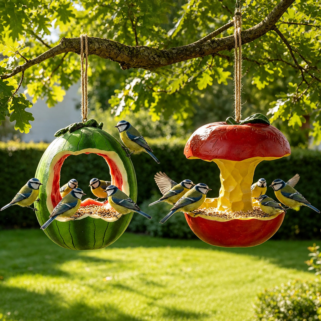 Fruit Shaped Hanging Bird Feeder - Decorative Wild Bird Feeder for Garden, Patio & Backyard