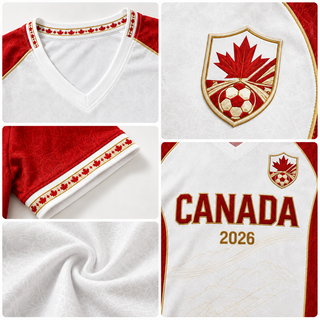 Women's Canada 2026 Soccer Fan Shirt - Maple Leaf V-Neck Game Day Casual Tee